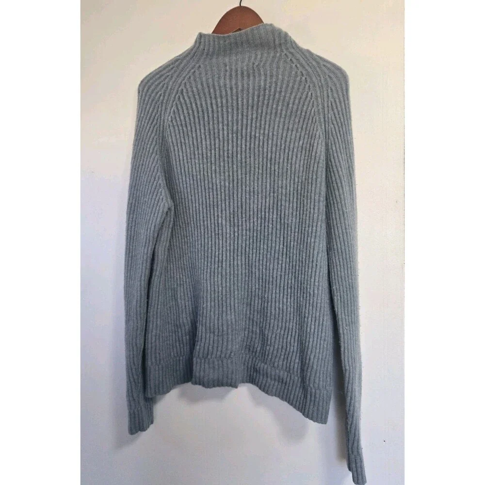 Vintage J Crew Sweater Mens M Turtleneck 100% Wool Ribbed Knit Blue Preppy